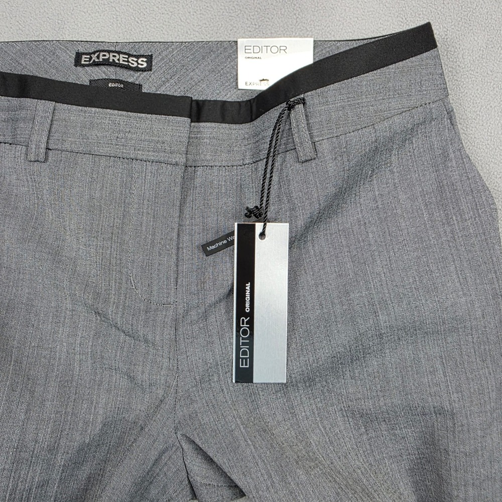 Express Dress Pants Women 2 Regular Gray Flare Leg Low Rise Editor Original - Picture 5 of 12